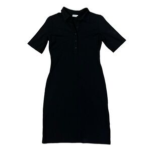 Filippa K Black Midi Polo Shirt Dress - Medium